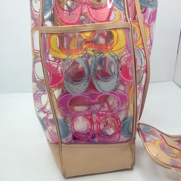 Coach Scribble Clear Vinyl Tote Bag Multicolor Graffiti Signature Logo Y2K Rare - Picture 6 of 12